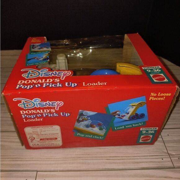 Disney Donald's Pop'n Pick Up Loader Toddler Kid Toy 9-36 Months Mattel 1992 NIB - Picture 10 of 10